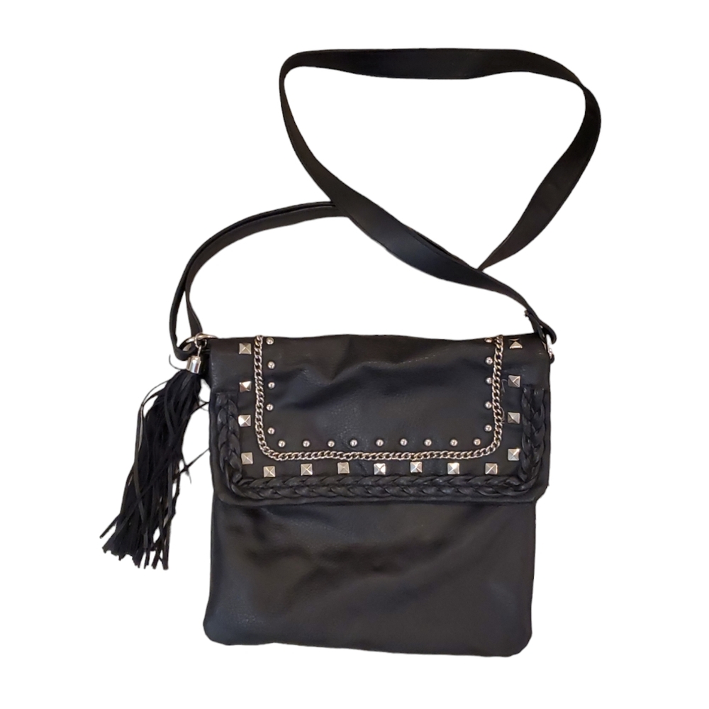 Candie's Y2k‎ Studded Black Faux Leather Biker Crossbody Bag
